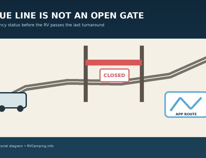 Seasonal road gates and RV routes: why a map app cannot prove the road is open