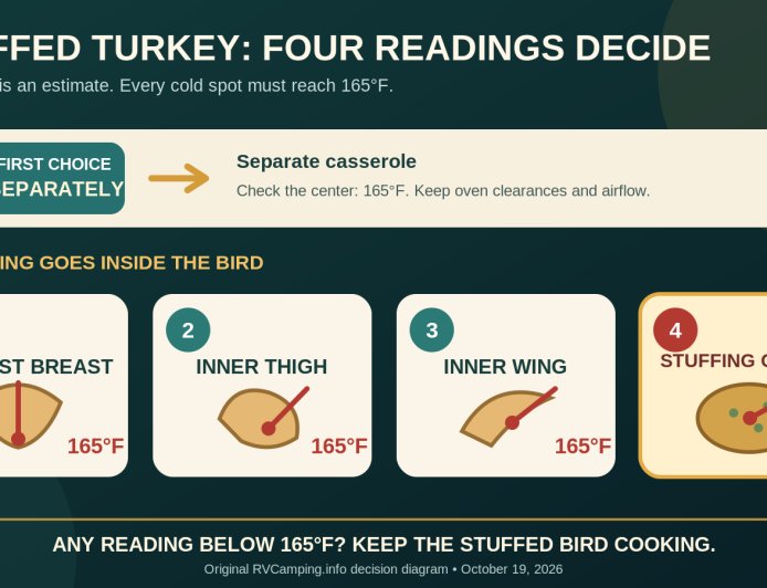 Stuffing a turkey in an RV oven? Both must reach 165°F