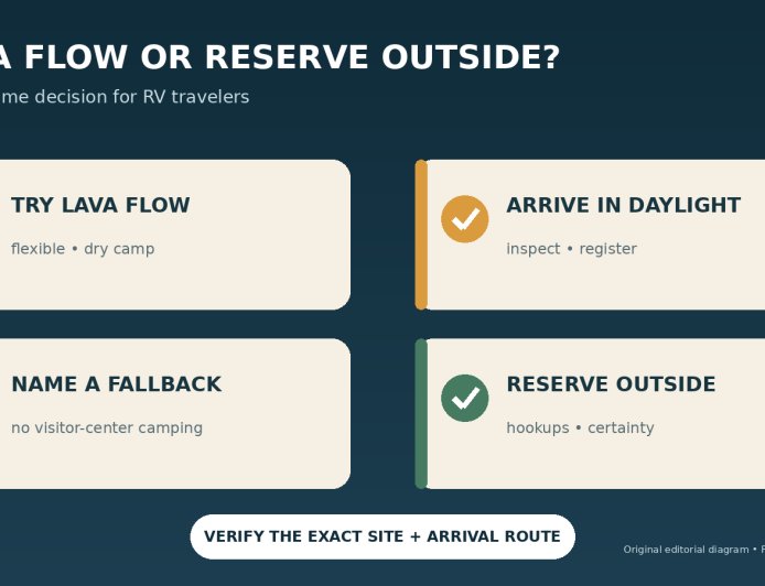 Lava Flow Campground or a reserved RV park? The Craters of the Moon choice