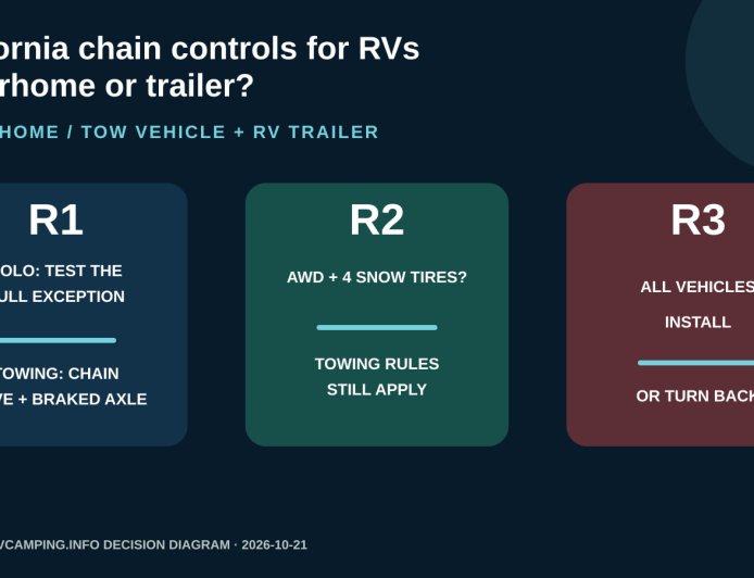 California chain controls for RVs: the motorhome-or-trailer decision guide