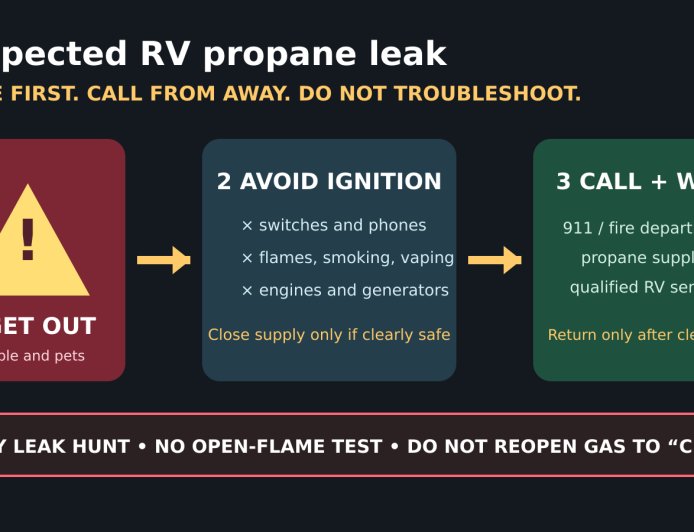 Suspect an RV propane leak? Leave first and troubleshoot later
