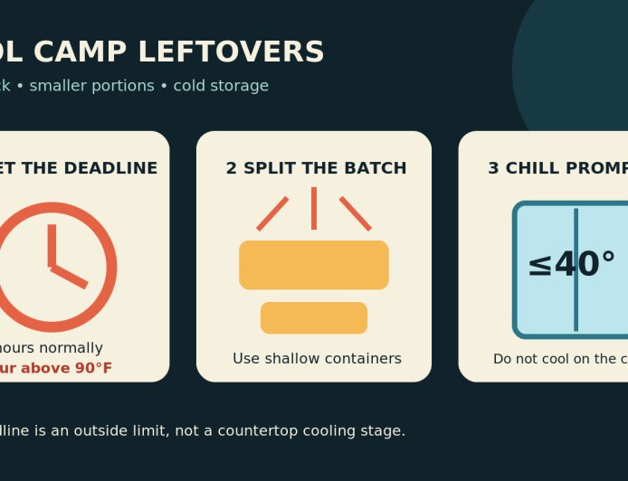 Camp leftovers: set the clock before you reach for a deep storage tub