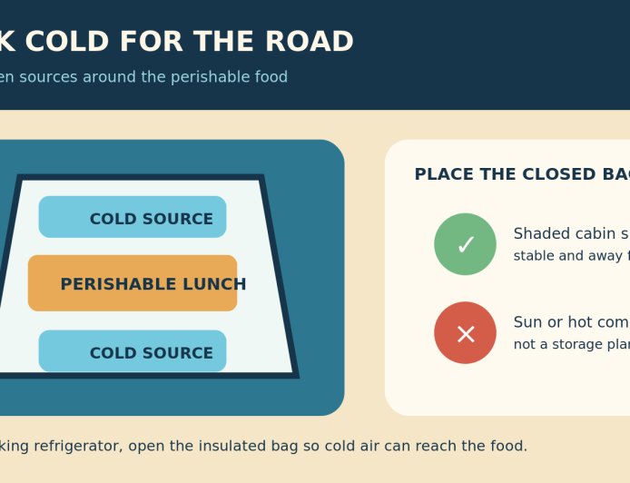 Pack an RV road-day lunch so the cold surrounds it