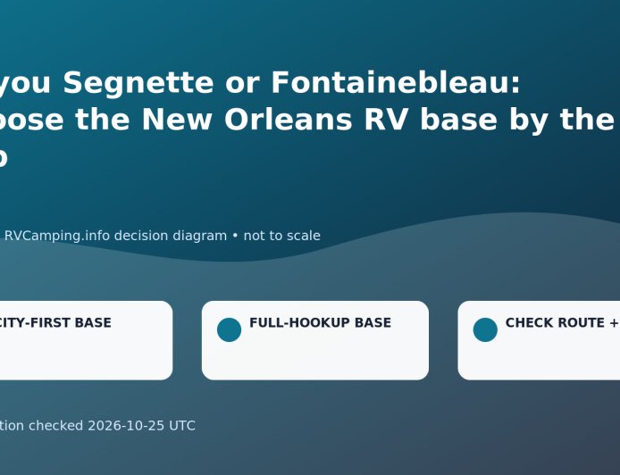 Bayou Segnette or Fontainebleau: choose the New Orleans RV base by the trip