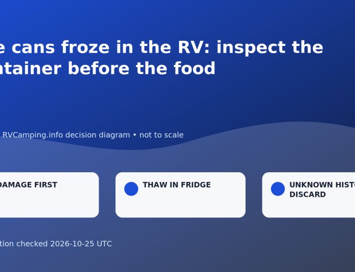 The cans froze in the RV: inspect the container before the food