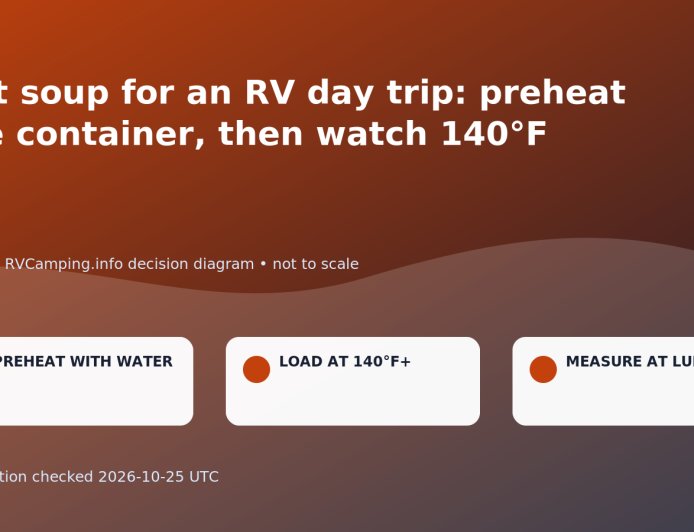 Hot soup for an RV day trip: preheat the container, then watch 140°F