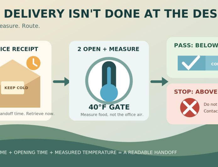 Food delivered to the campground office needs a temperature handoff