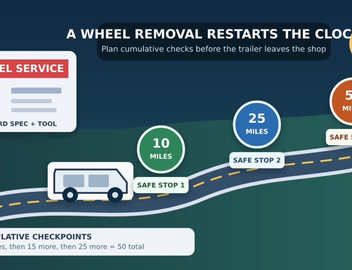 After a trailer wheel comes off: plan the lug-nut rechecks before you tow