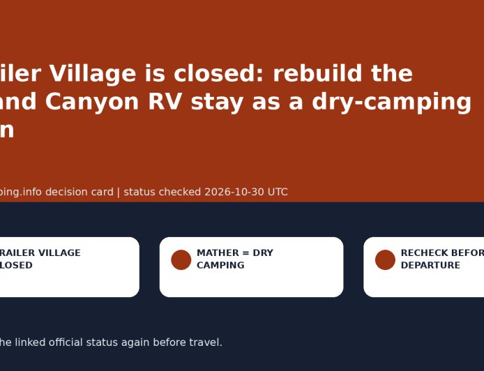 Trailer Village is closed: rebuild the Grand Canyon RV stay as a dry-camping plan