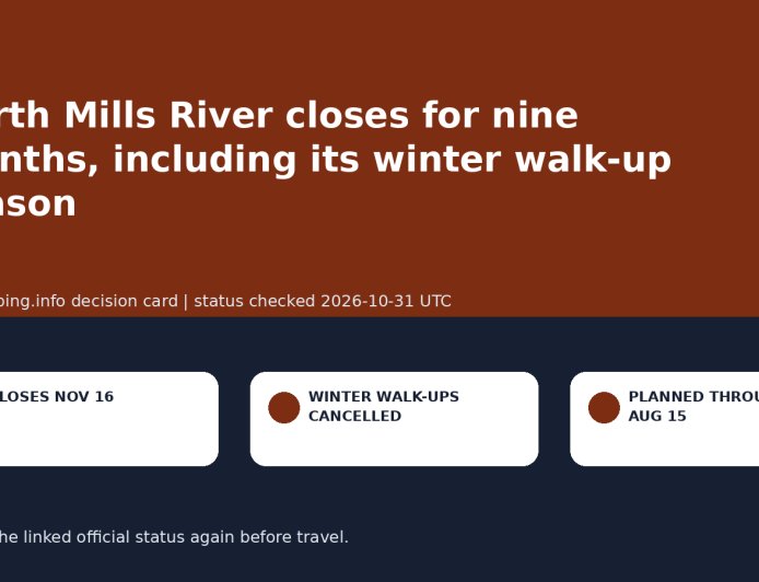 North Mills River closes for nine months, including its winter walk-up season