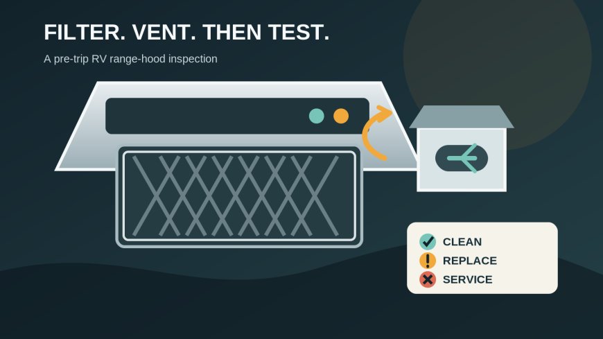 RV range-hood filter and vent check before a trip