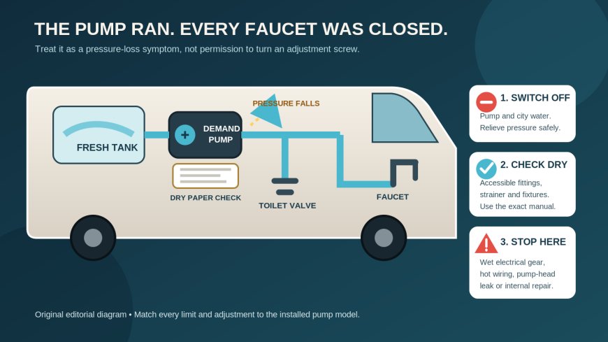 Your RV water pump runs with every faucet closed. What now?