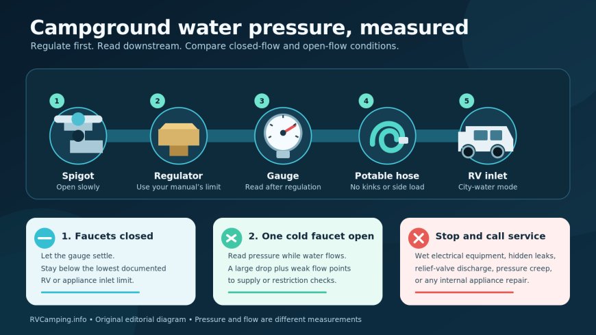 RV campground water pressure: a regulator-and-gauge workflow that finds the real problem