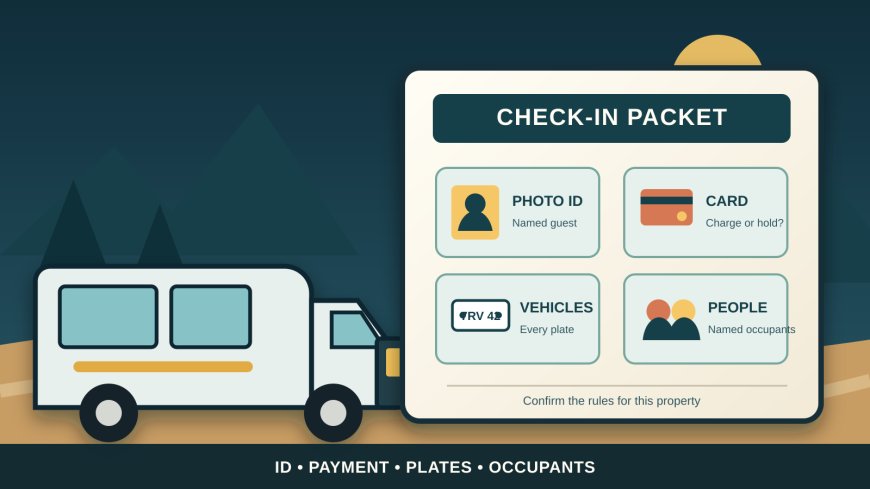 Before campground check-in: prepare the ID, card, vehicle details and deposit questions