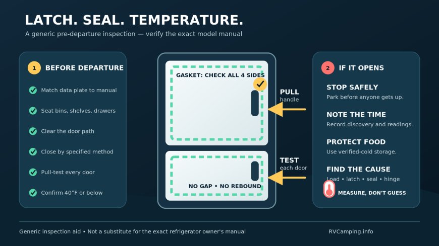 Before the RV rolls: check the refrigerator latch and door seal