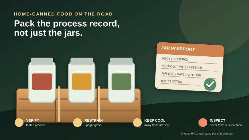 Home-canned food in an RV pantry: pack the process record, not just the jars