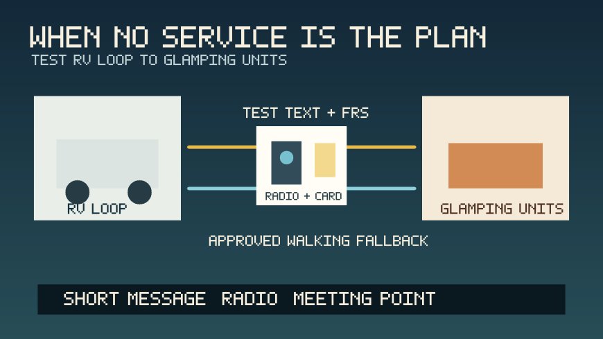 No cell signal between the RV loop and glamping units? Test the group plan before booking