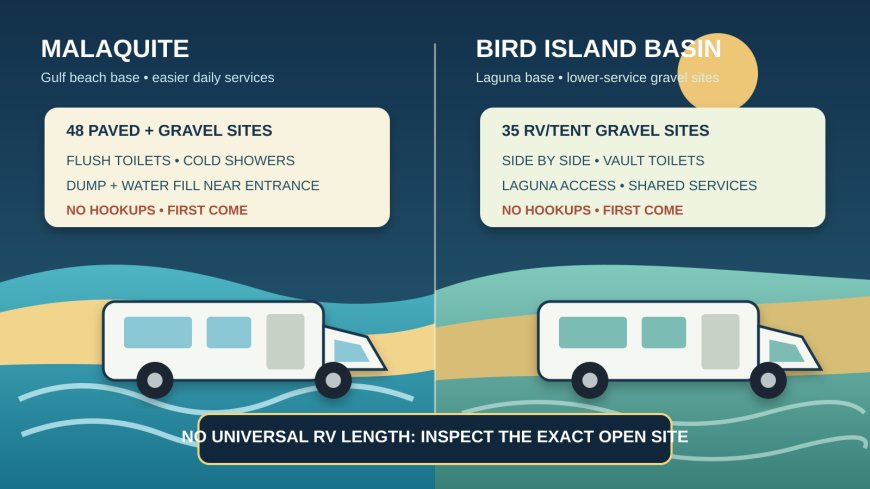 Malaquite vs. Bird Island Basin: the Padre Island RV campground choice