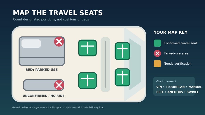 Who can ride where in a motorhome? Make a travel-seat map before departure