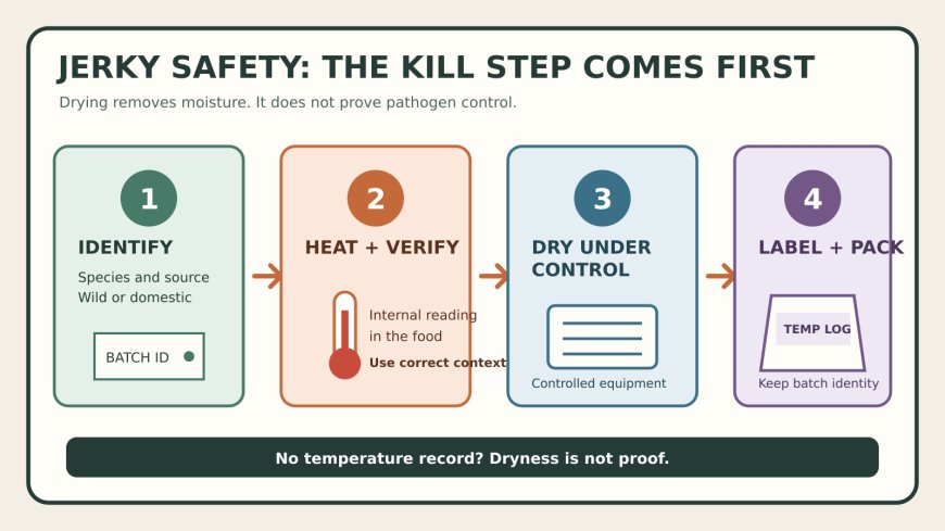 Jerky is dry, not automatically safe: a kill-step plan for RV trips