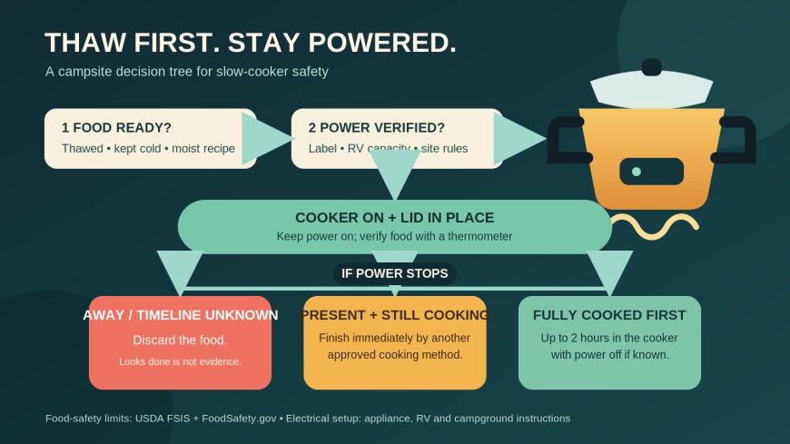 Thaw first, stay powered: a safe slow-cooker plan for an RV campsite