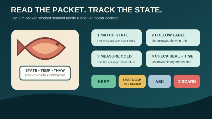 Vacuum-packed smoked fish in an RV cooler: use a label-state-discard card