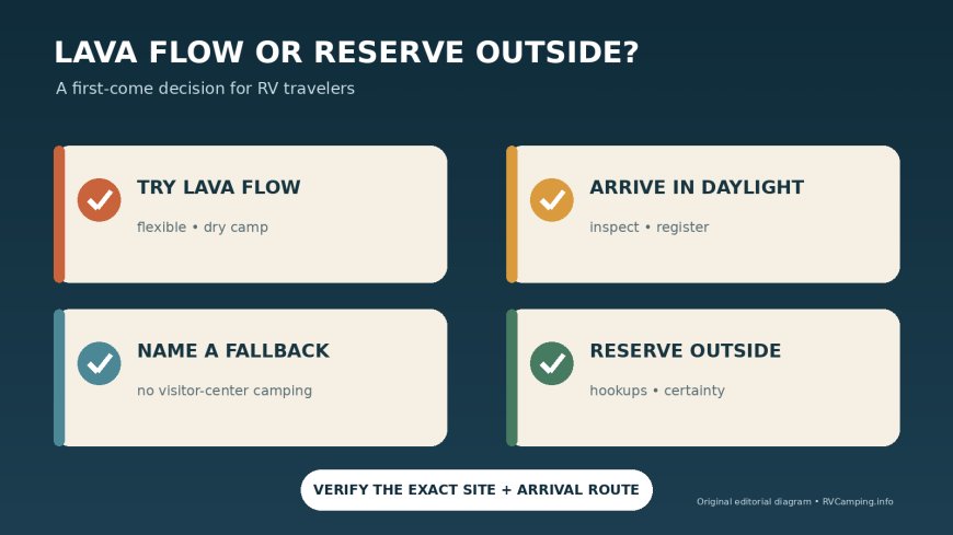Lava Flow Campground or a reserved RV park? The Craters of the Moon choice