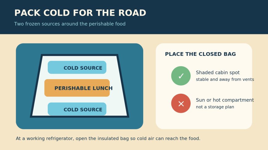 Pack an RV road-day lunch so the cold surrounds it