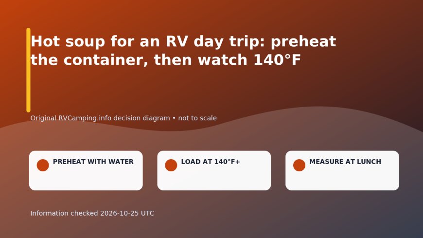 Hot soup for an RV day trip: preheat the container, then watch 140°F