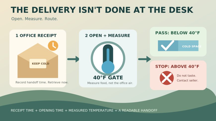 Food delivered to the campground office needs a temperature handoff