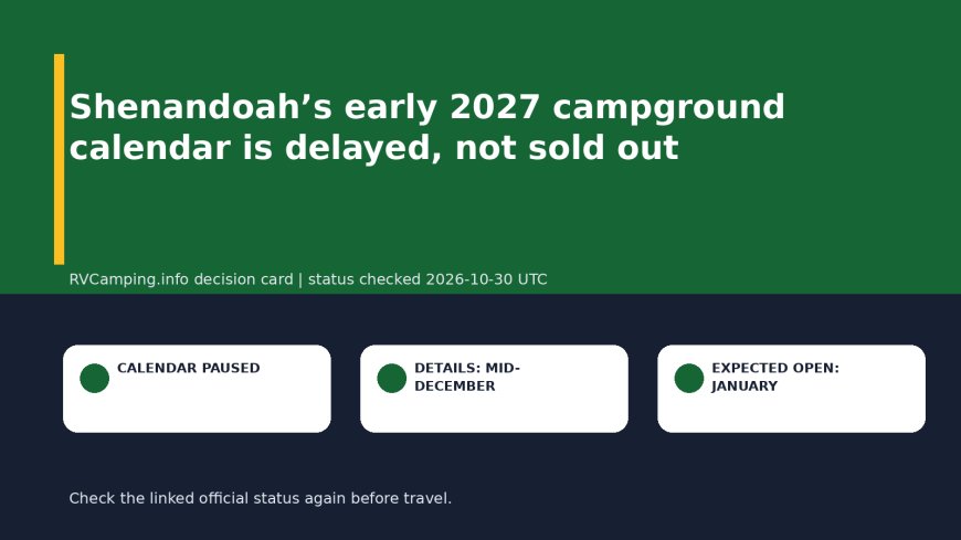 Shenandoah’s early 2027 campground calendar is delayed, not sold out